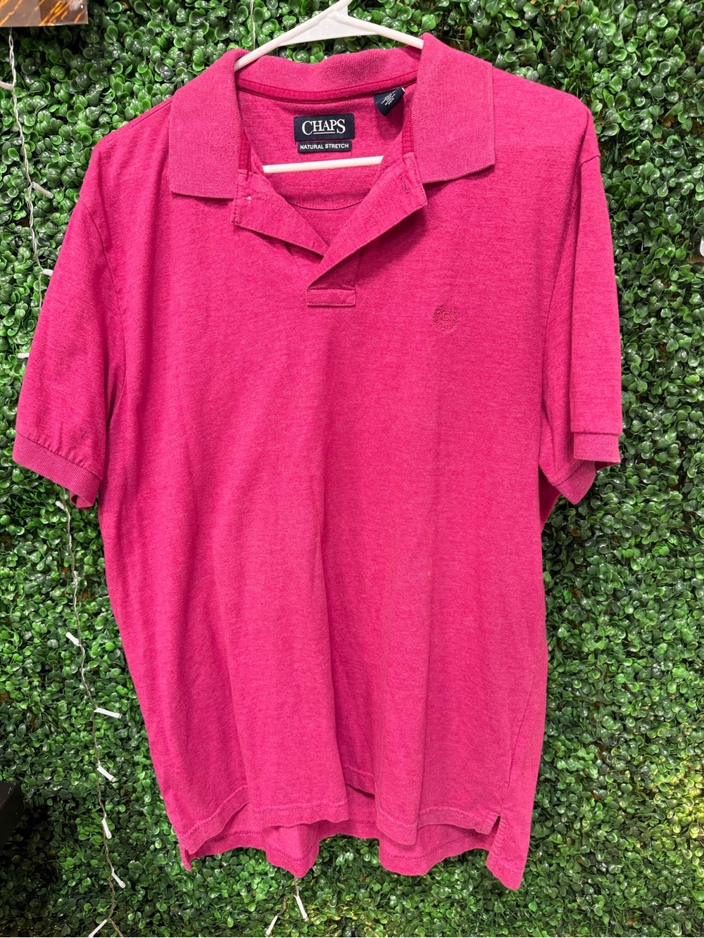 Chaps Men's Hot Pink Polo Shirt - Short Sleeve Knit